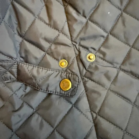 Quilted Jacket by Ralph Lauren. removable Hood, faux suede trim, & kick pleat - Picture 5 of 5